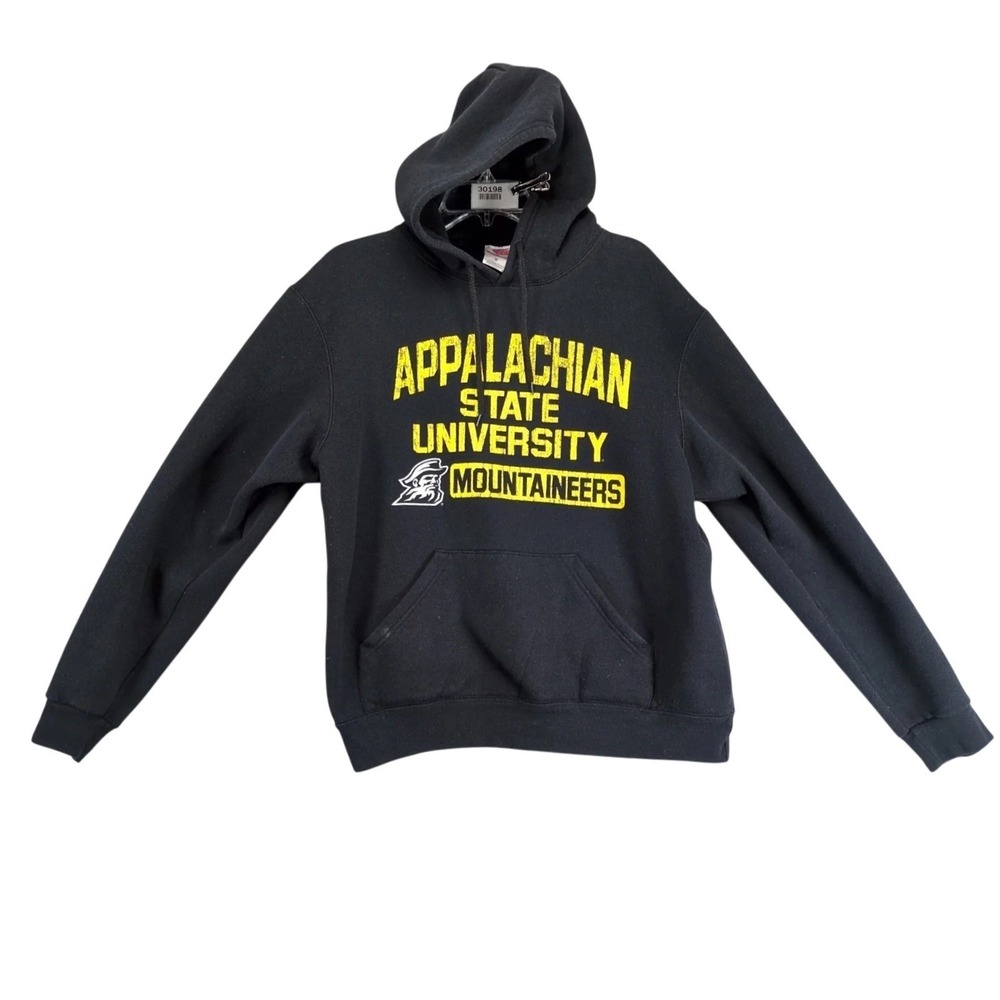Soffe Appalachian State Mountaineers Hoodie Mens M Black Graphic Logo App NC Y2K